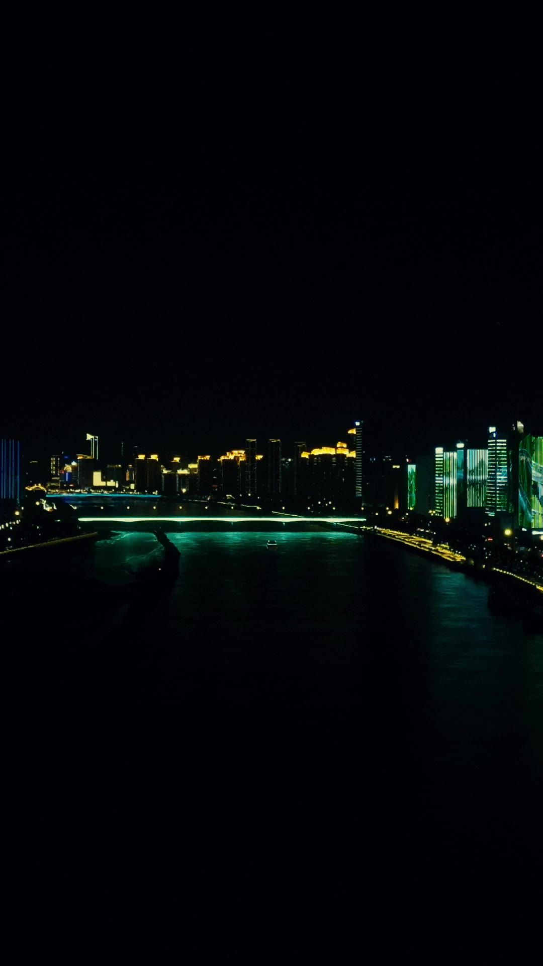 福建福州城市夜景竖屏航拍