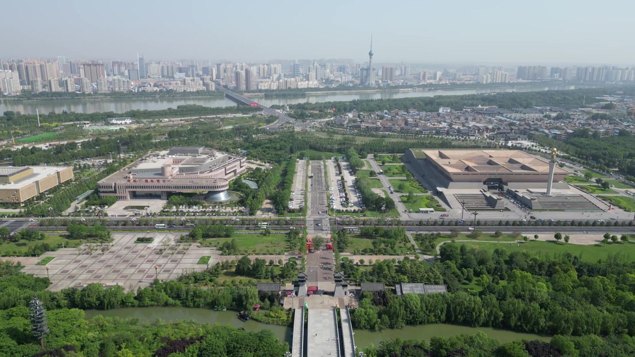 河南洛阳城市风光旅游景区航拍 