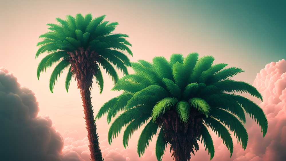 一课绿色棕榈树风景