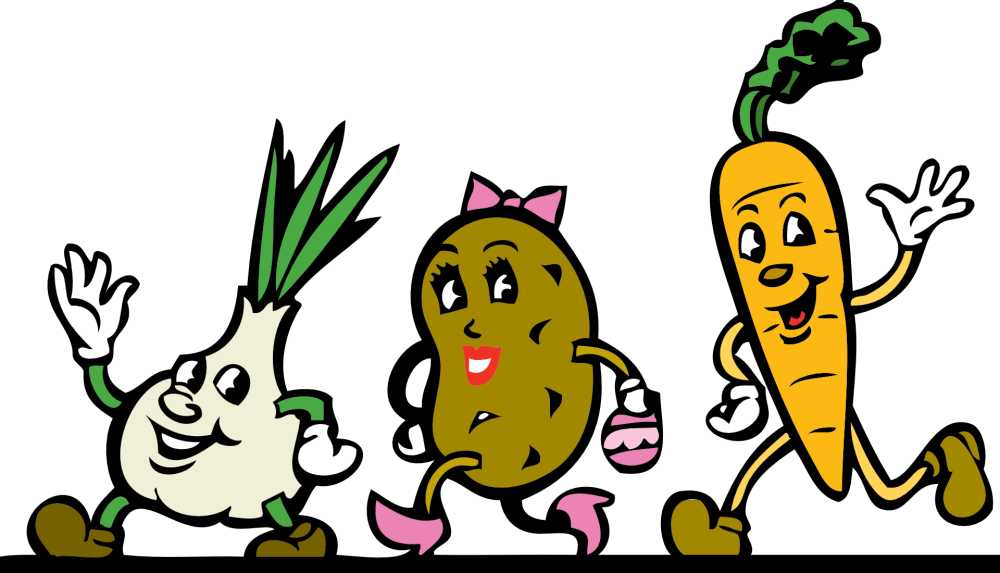 蔬菜卡通根菜类蔬菜运行挥舞可爱健康食品吃胡萝卜土豆葱大蒜