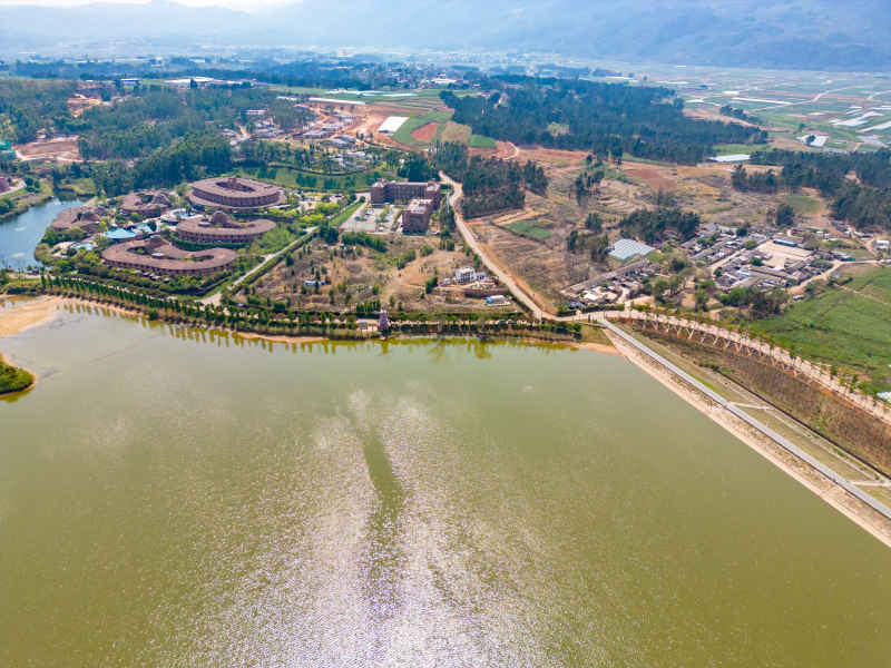 云南红河弥勒东方韵景区航拍 