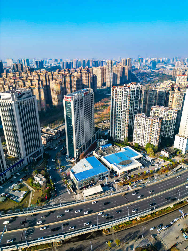 长沙城市风光交通航拍摄影图 