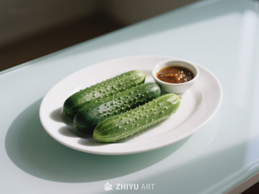 盘中黄瓜配酱料，清新简约 214