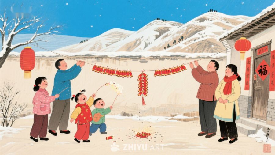雪中欢庆，家庭共度新年 1121
