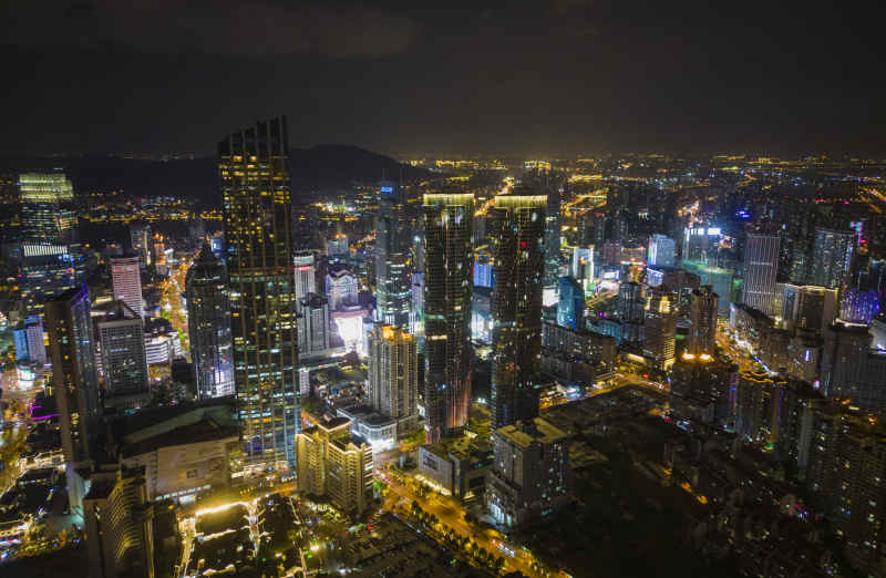 航拍 江苏 无锡 夜景