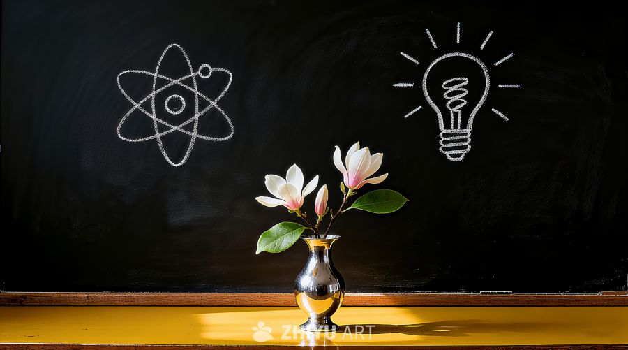 自然的花卉与象征科学的图案相结合灵感图 5