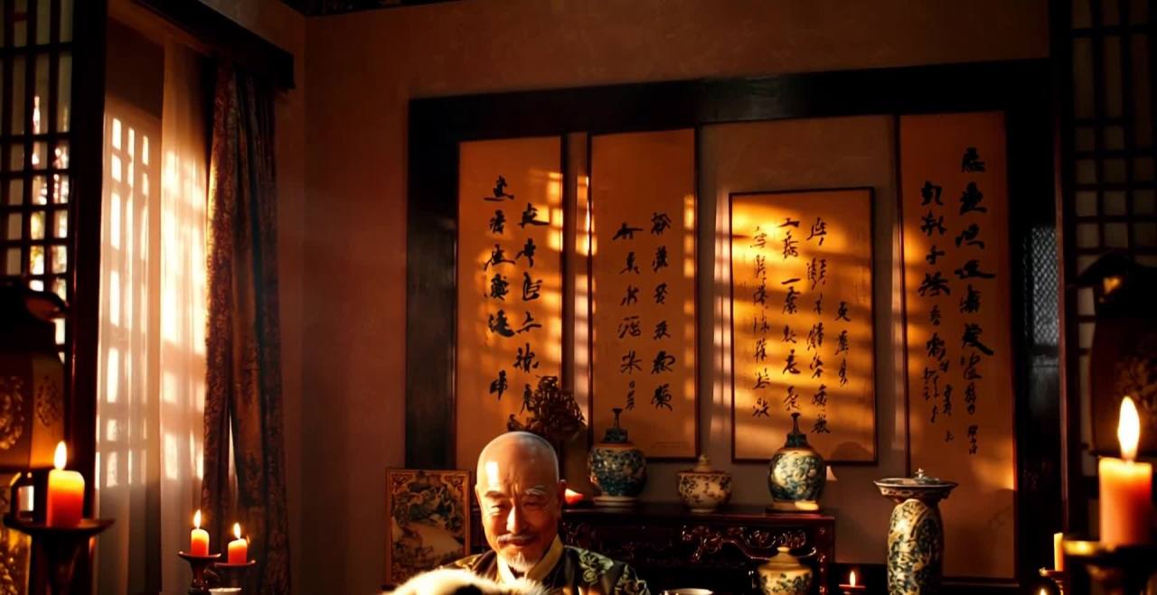 中国古代男子烛光夜读