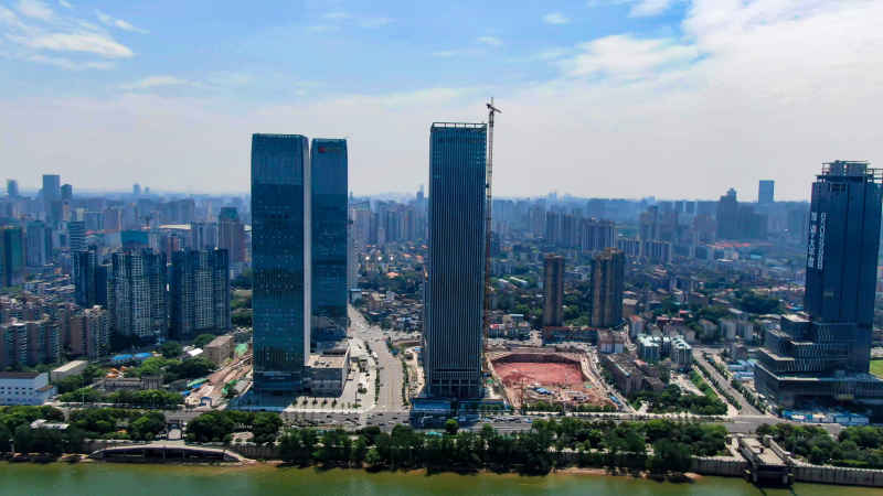 湖南长沙城市风光航拍摄影图 
