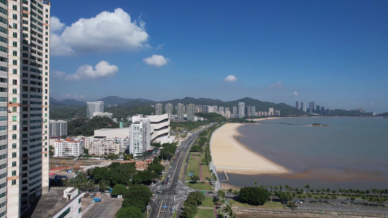 广东珠海城市风光航拍 