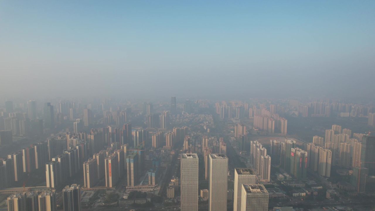 广州湛江城市清晨迷雾日出航拍
