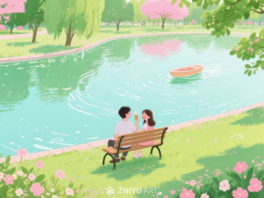 湖畔长椅上的甜蜜时光 316