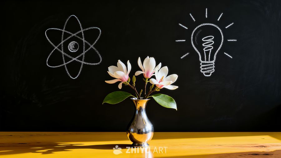 自然的花卉与象征科学的图案相结合灵感图 7