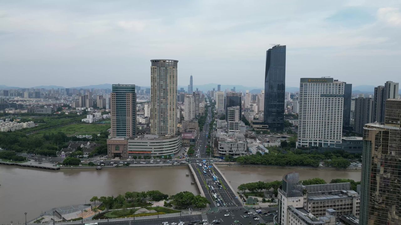  航拍浙江宁波城市风光宁波建设