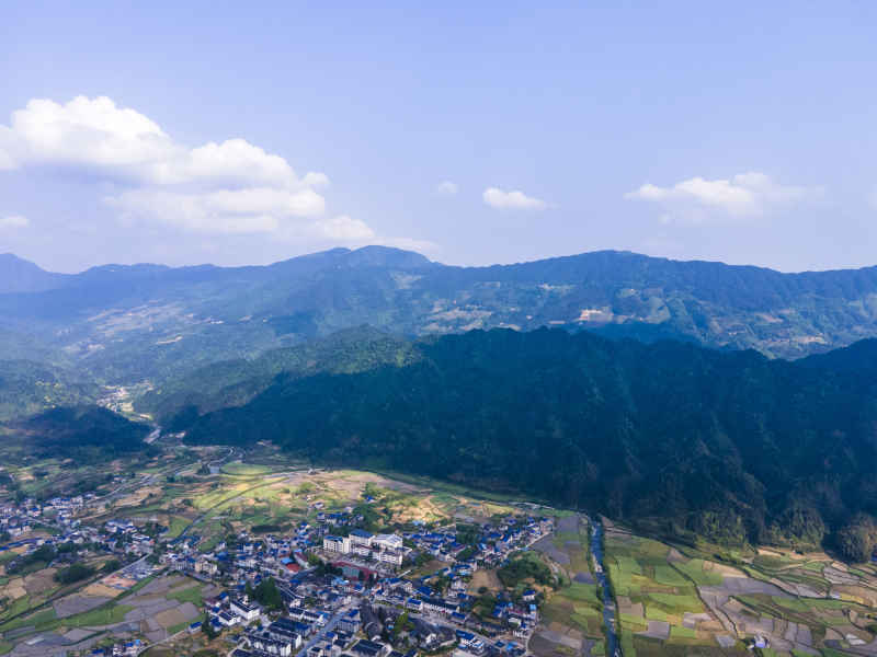 山川丘陵美丽向乡村农业种植航拍摄影图