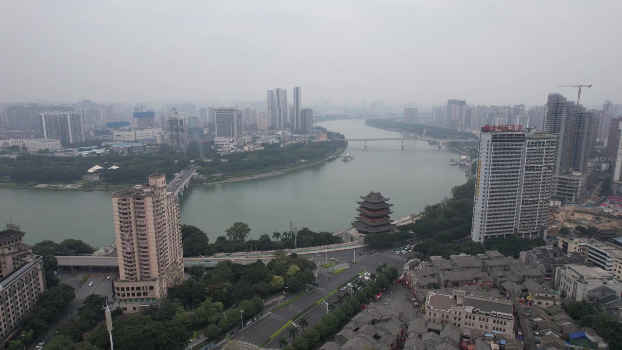  广西南宁邕江风光桥梁航拍