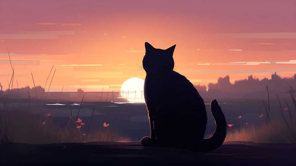 夜色下猫猫插画