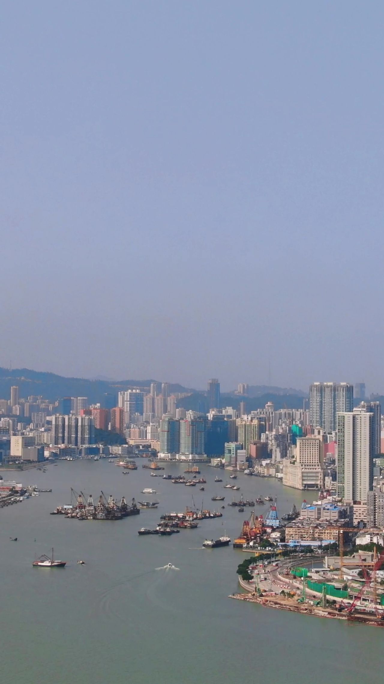 中国澳门城市风光竖屏航拍