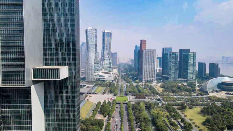 浙江杭州城市风光航拍摄影图 