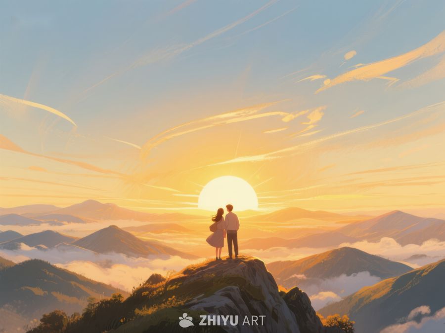 山顶观日，情侣共赏 601