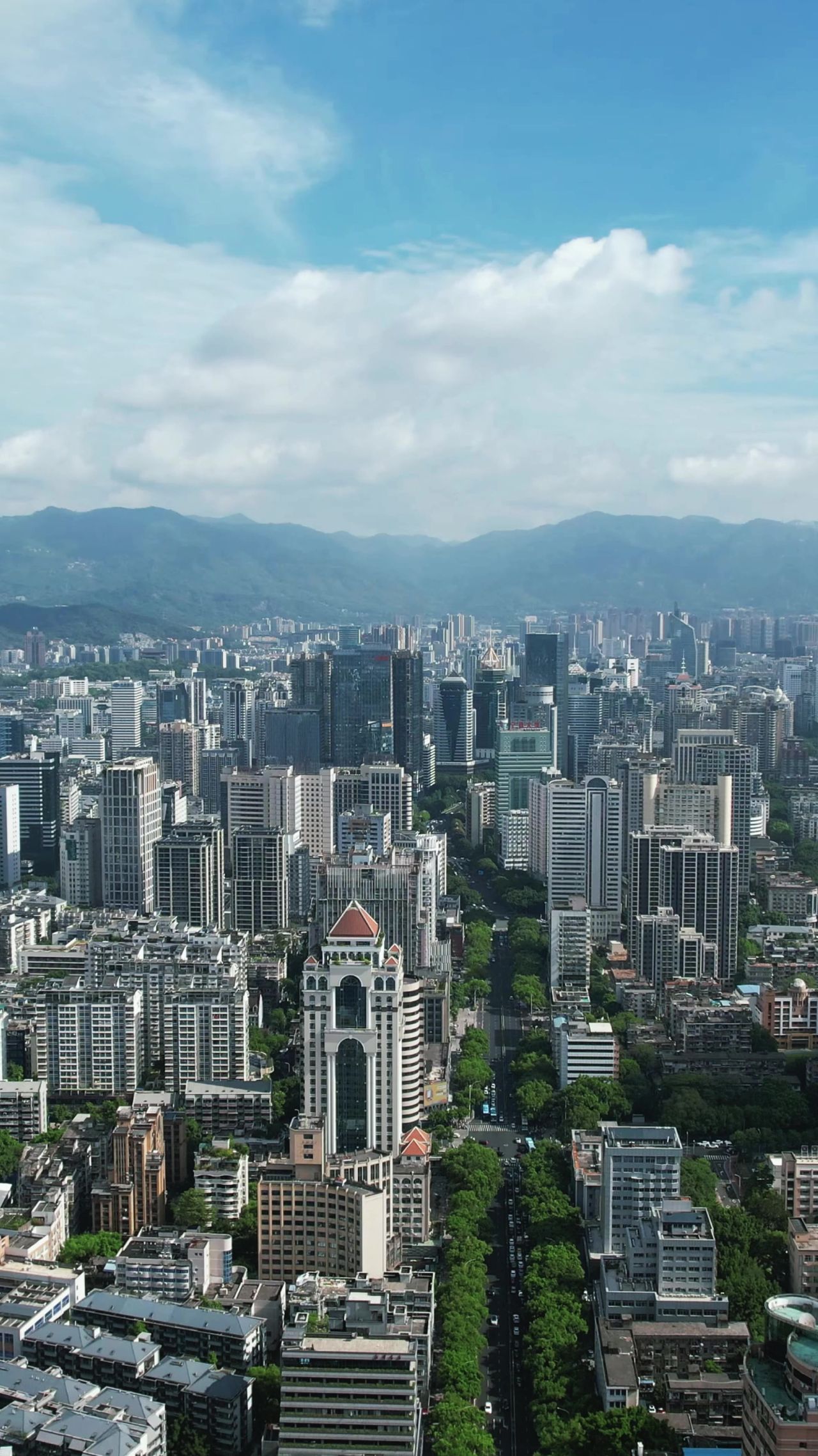 福建福州城市风光竖屏航拍 