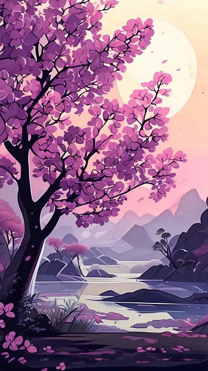 春季紫丁香扁平插画 2