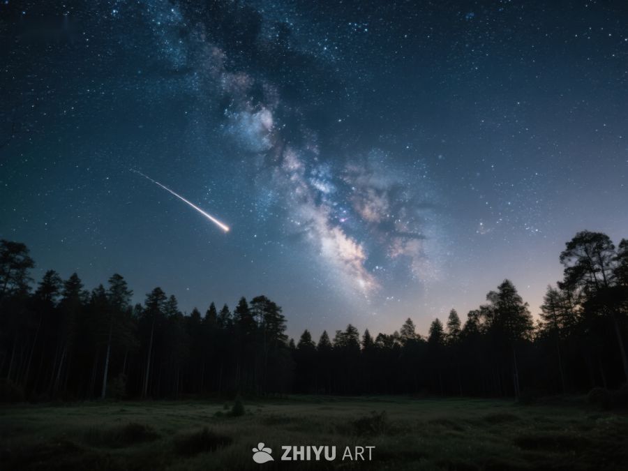 夜空银河与流星划过 435