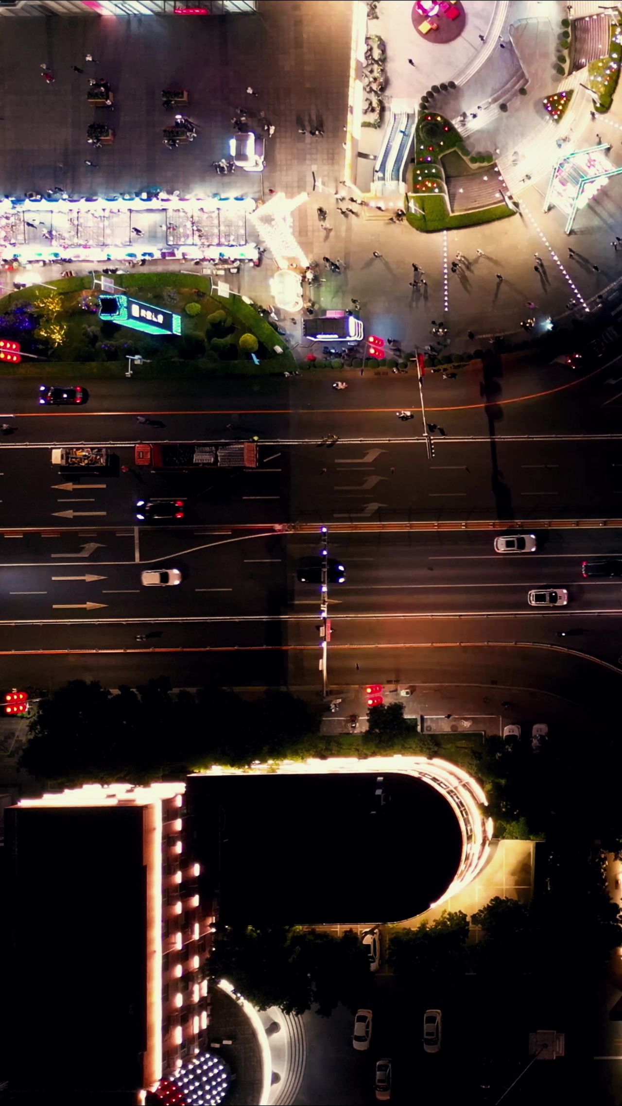 航拍河北保定城市夜景竖屏  