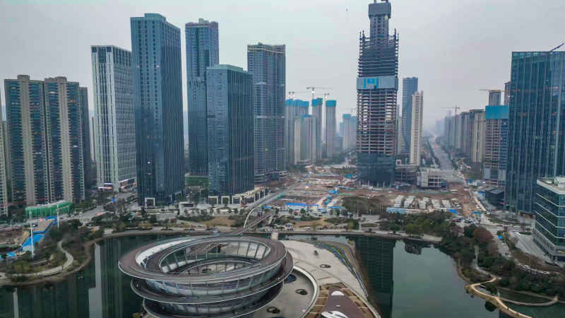 湖南长沙城市风光航拍图 