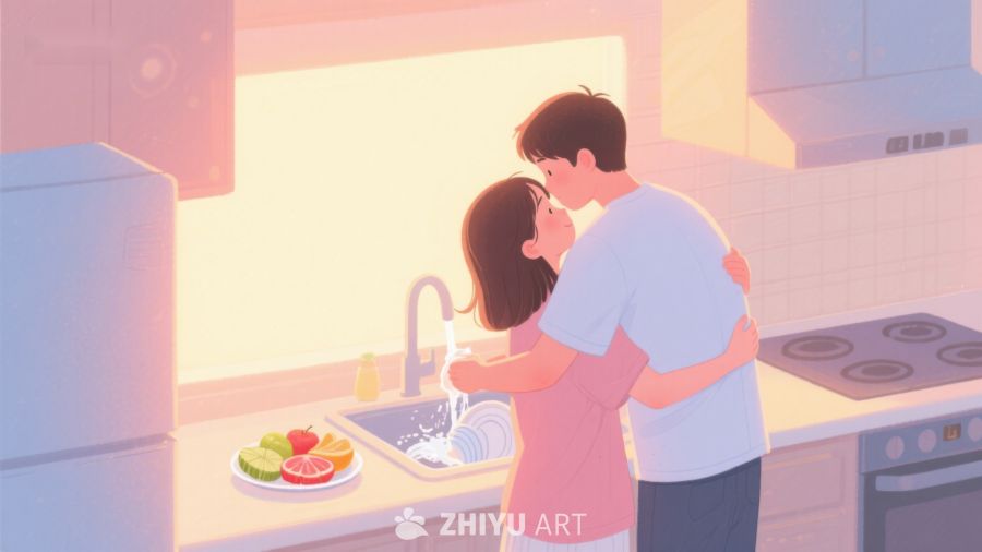 厨房温馨时刻：情侣共洗水果 61