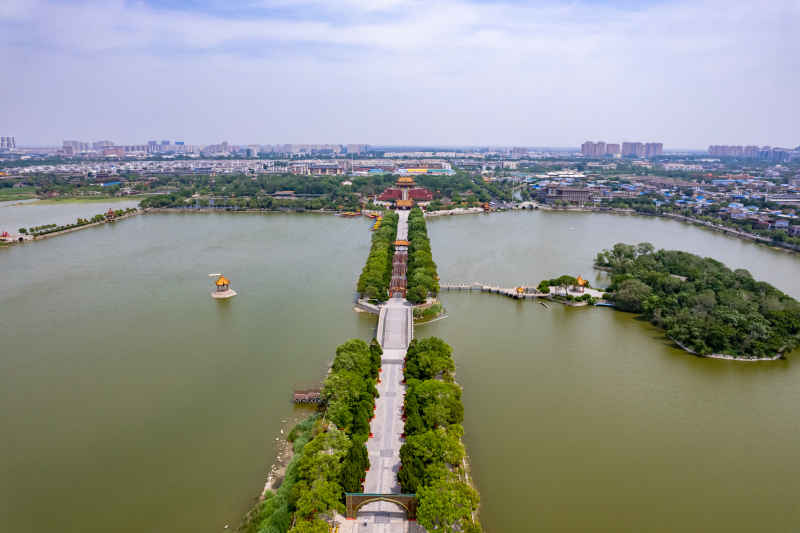 河南开封城市风光地标建筑旅游景区航拍图 