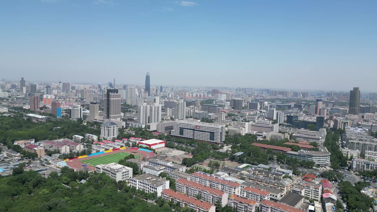 航拍山东济南城市建设济南风光 