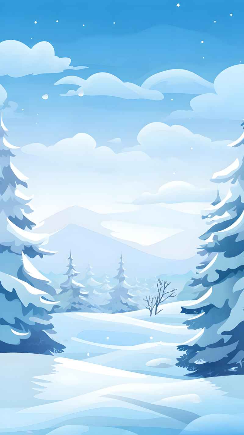 冬季唯美雪景创业插画 62