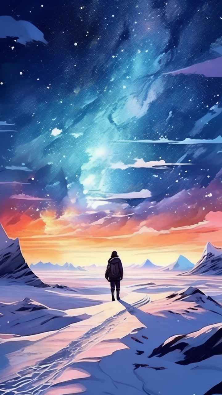 仙境广角冬日沙漠插画雪景 13