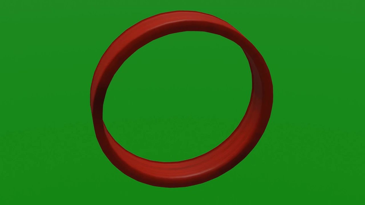 无限循环红色手镯旋转动画绿屏抠像固定镜头，无缝循环手镯摆件360度旋转绿幕背景合成元素
