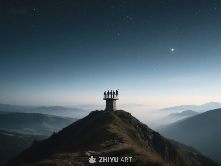 山顶观星，四人共赏夜空 127