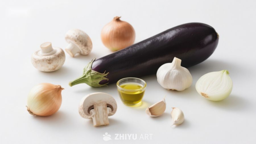新鲜蔬菜与调味料摆拍