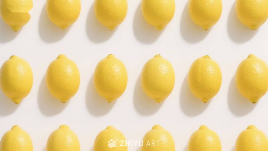 整齐排列的黄色柠檬