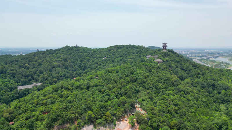 航拍湖北鄂州西山风景区