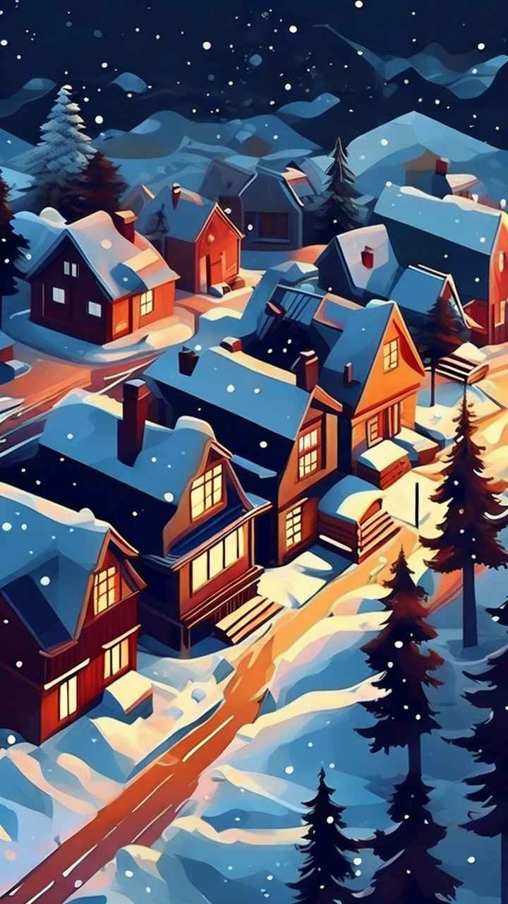 冬季插画美景图 39