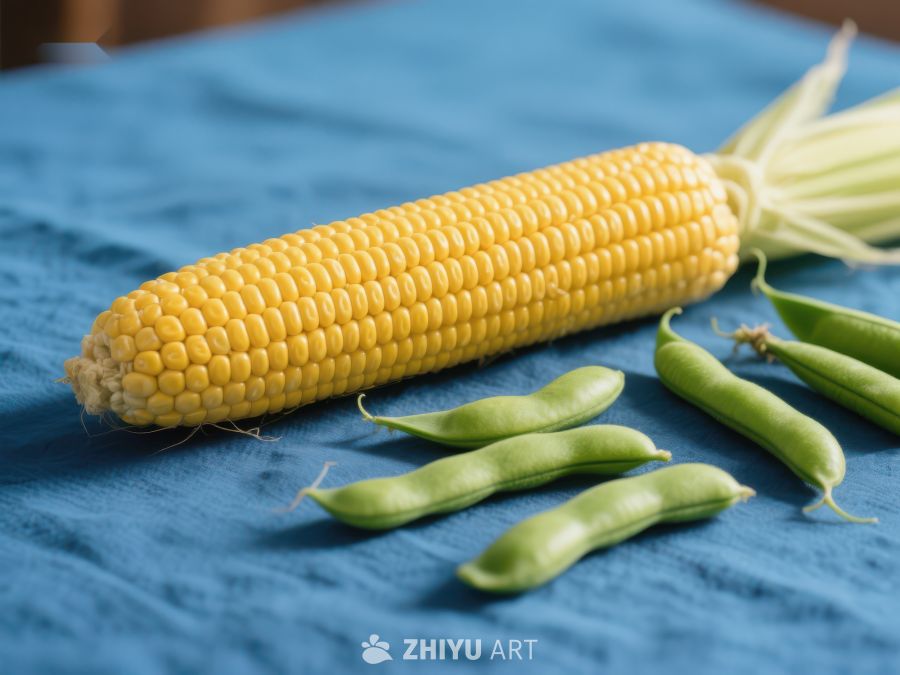 新鲜玉米与豌豆荚静物图 779