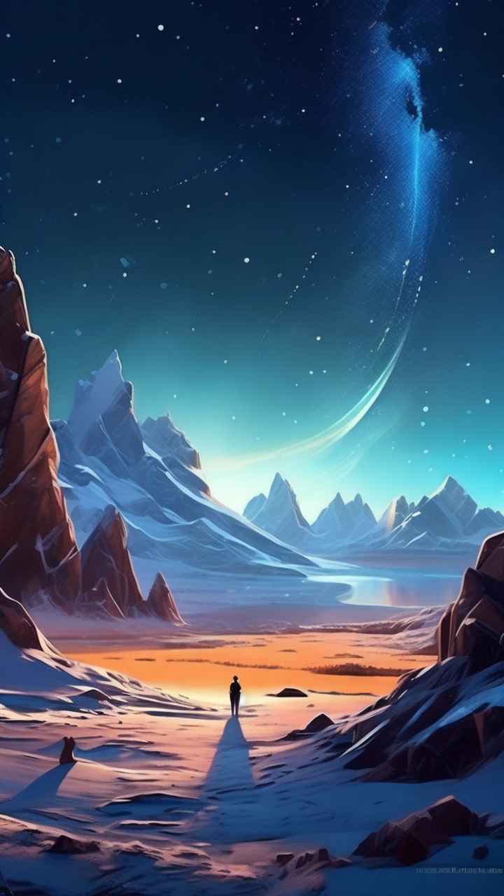 仙境广角冬日沙漠插画雪景 31