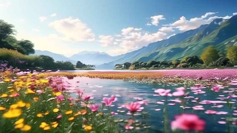 湖畔花海：湖水边 3