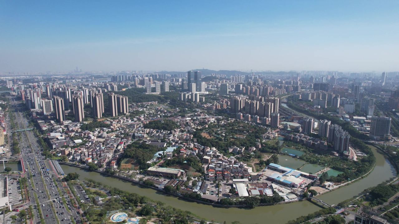 广东江门城市建设航拍 