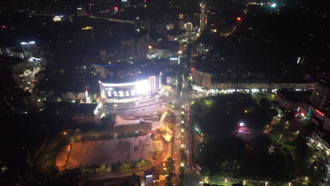 广东阳江百利广场夜景航拍