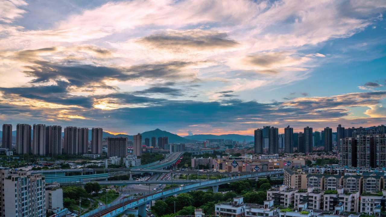 珠海日落晚霞绝美4K日转夜延时摄影 