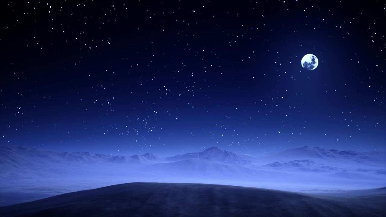 唯美大海上升月亮白月光蓝色夜空圆月明月大屏幕舞台LED视频  103