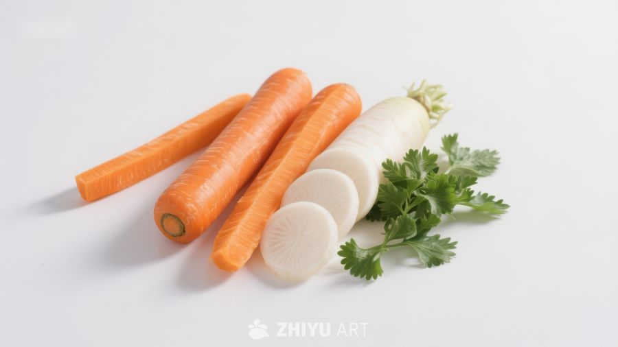 胡萝卜与白萝卜的清新组合
