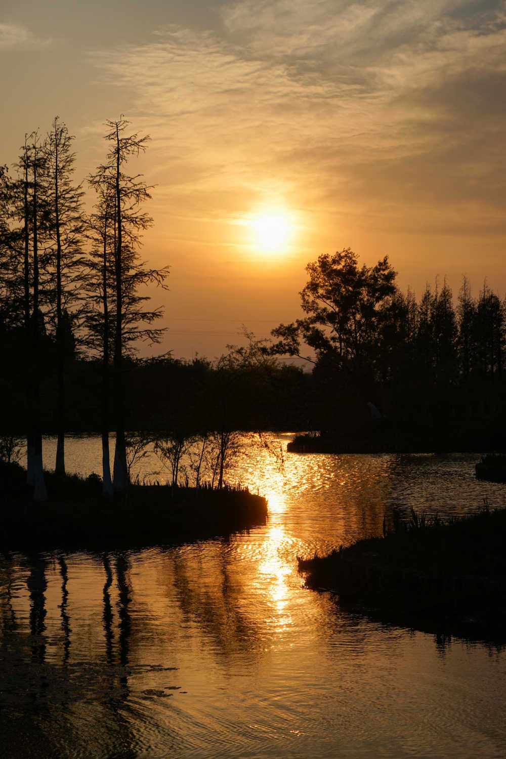 夕阳下波光澜澜的水面