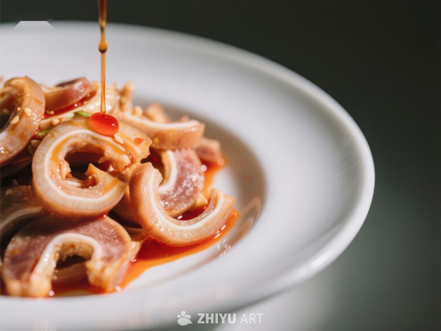 酱汁淋洒的盘中美食 384