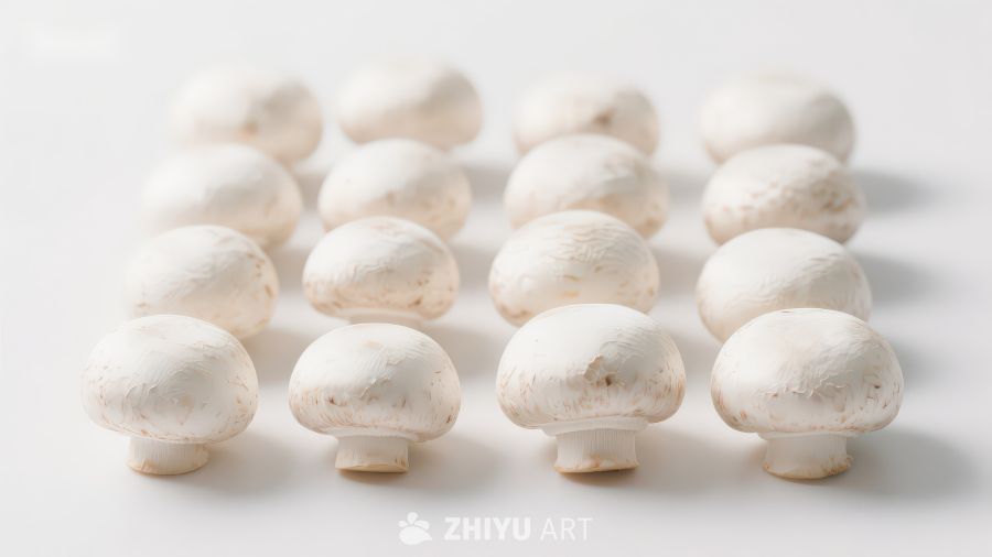 整齐排列的白色香菇